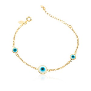 Pulseira 3 Olhos Gregos Banhado a Ouro 18k