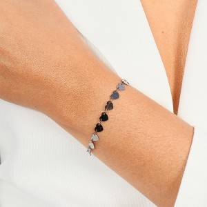 Pulseira Mini Corações Banhado a Ródio Negro