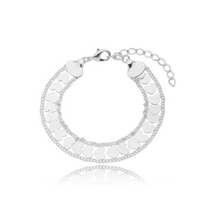 Pulseira Coração Banhado a Ródio Branco