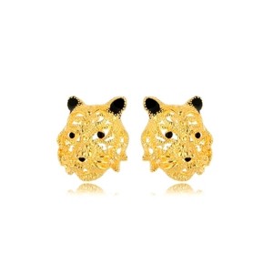 Brinco Tigre Esmaltado Banhado a Ouro 18k