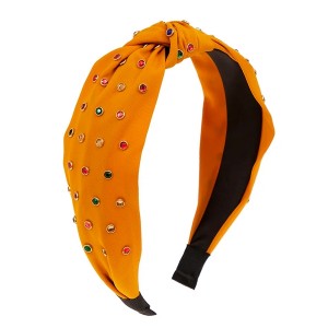 Tiara Faixa Mostarda com Cristais 
