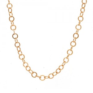 Colar Elo Português Largo 60 cm Banhado a ouro 18k