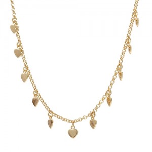 Colar Chocker Elo Português com Coração 32 cm Banhado a ouro 18k