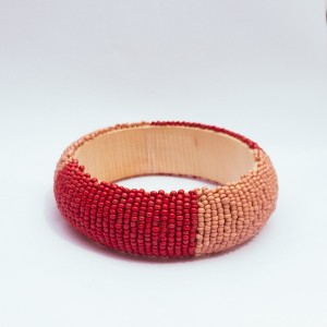 Pulseira Aro Miçangas Rosa Escuro com Rosa Claro