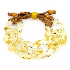 Pulseira Corrente Amarelo Acrílico Regulável