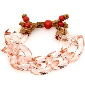 Pulseira Corrente Rosa Acrílico Regulável