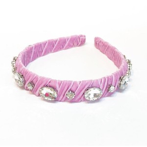 Tiara Veludo Lilás com Pedras na Cor Cristal