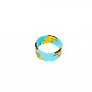 Pulseira Aro Bracelete Resina Azul Mesclada com Tartaruga