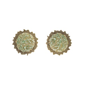 Brinco Sol Dourado com Quartzo Verde