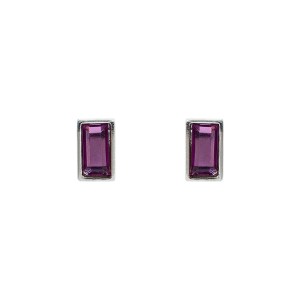 Brinco Retangular em Resina Roxo Prateado
