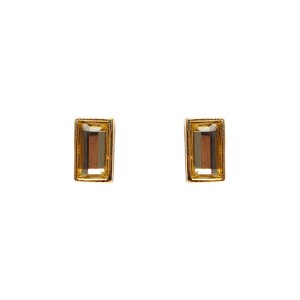 Brinco Retangular em Resina Amarelo Citrino Dourado
