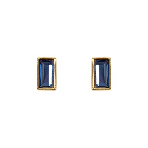 Brinco Retangular em Resina Azul Royal Dourado