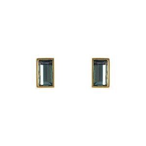 Brinco Retangular em Resina Verde Dourado
