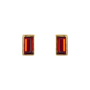 Brinco Retangular em Resina Vermelho Dourado