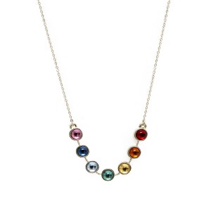 Colar Chakras Colorido Choker Prateado