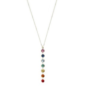 Colar Chakras em Pingente Colorido 75 cm Prateado