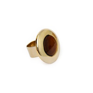 Anel Lua Cheia Dourado Esmaltado Caramelo Regulável