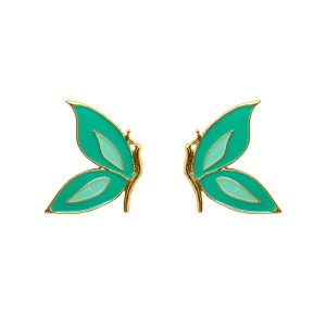 Brinco Libélula Esmaltado Verde com Dourado