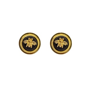Brinco Abelha na Resina Preto e Dourado