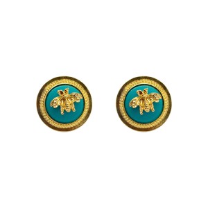 Brinco Abelha na Resina Azul e Dourado