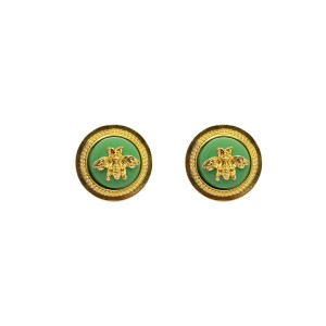 Brinco Abelha na Resina Verde Claro e Dourado