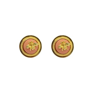 Brinco Abelha na Resina Rosa Claro e Dourado