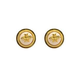 Brinco Abelha na Resina Branco e Dourado