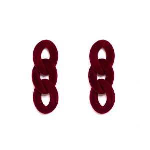Brinco Elo Cartier Veludo Vermelho Escuro