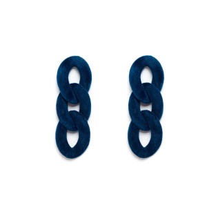Brinco Elo Cartier Veludo Azul Escuro