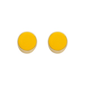 Brinco Circular Esmaltado em Amarelo e Base Dourado