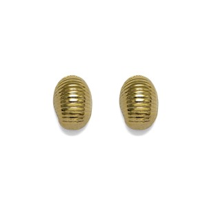 Brinco Concha Oval Riscado Dourado