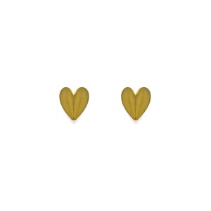 Brinco Coração Dobrado Dourado Liso