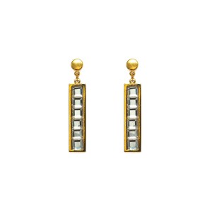 Brinco Facetas em Cristal Pendurado Dourado