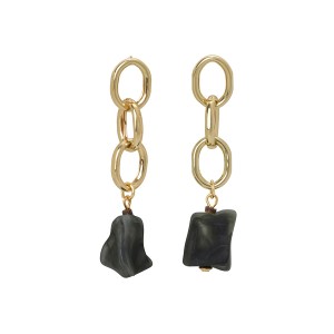 Brinco Corrente com Pedra Preto