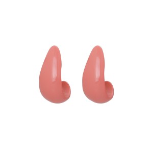 Brinco Argola Oval Resina Rosa