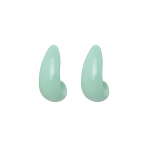 Brinco Argola Oval Resina Verde Água