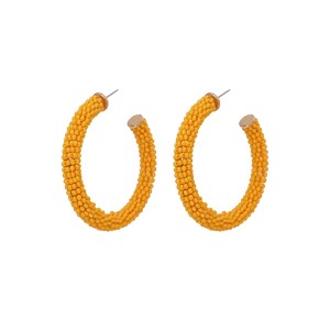 Brinco Argola Miçangas Média Colorida Amarelo