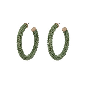 Brinco Argola Miçangas Média Verde