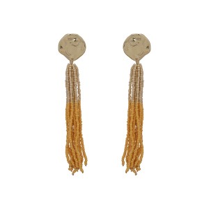 Brinco Botão Dourado Miçangas Amarelo